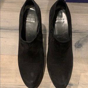 Black suede platform shoe boots